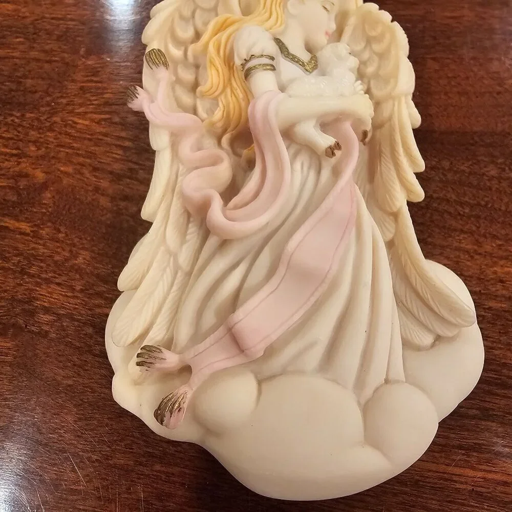 Vintage 1996 A. Luchesi Angel & Lamb Christmas Ornament Handcrafted Resin 5